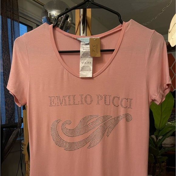 Emilio Pucci baby pink rhinestone tshirt - Picture 3 of 7